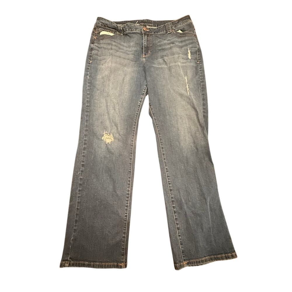 Lane Bryant Genius Fit Straight Leg Jeans Size 20 Average Blue Distressed Denim